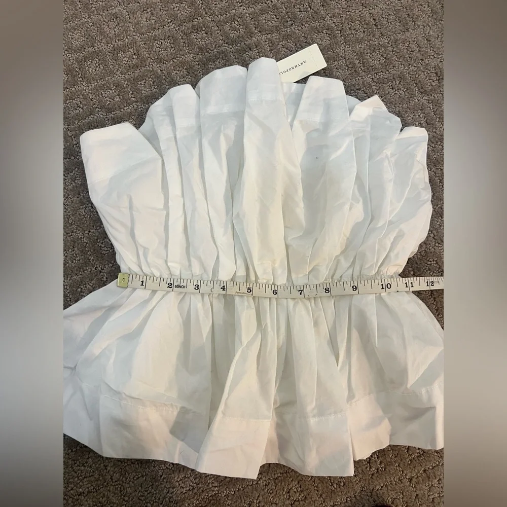 NWT Anthropologie White Smocked Ruffle Strapless Top - Size S - Perfect Bridal! - Picture 7 of 8
